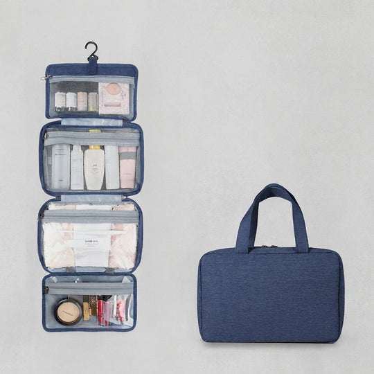 Gray hanging toiletries organizer bag