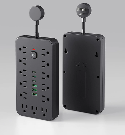 14-in-1 Surge Protector Power Strip with 8 AC Outlets and 4 USB Ports for Desk and Home Office