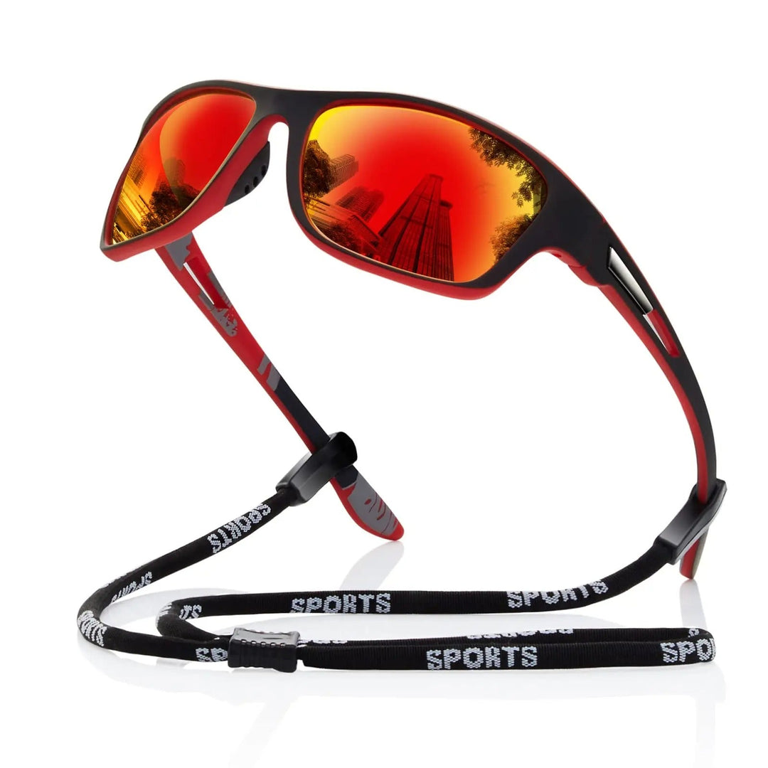 Polarized sunglasses fire red