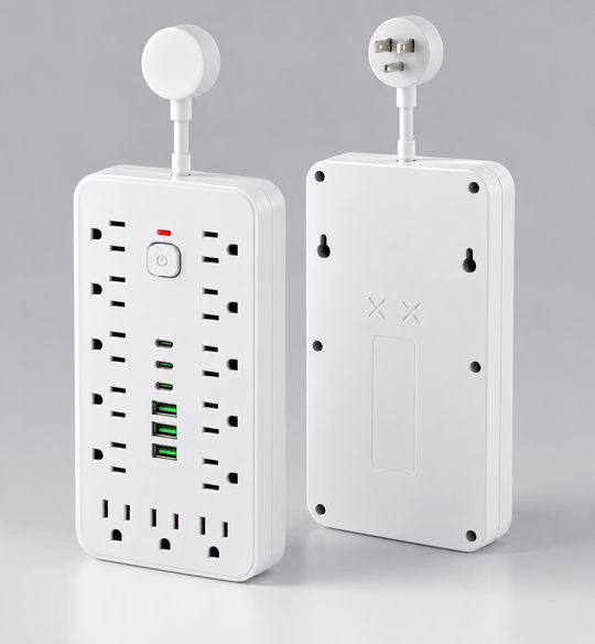 14-in-1 Surge Protector Power Strip with 8 AC Outlets and 4 USB Ports for Desk and Home Office