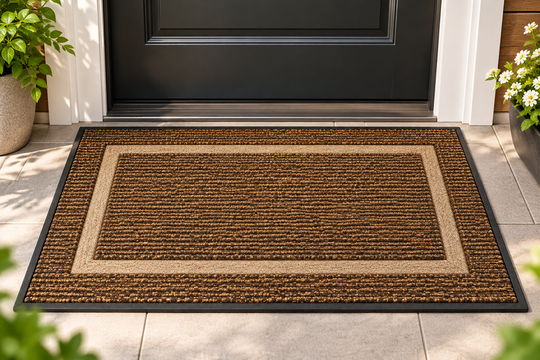 Bordered Rubber Entrance Door Mat for Indoor and Outdoor Entryways