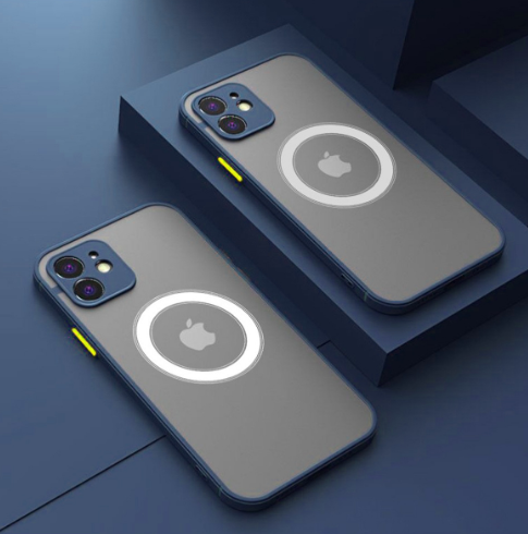 Blue matte magnetic iPhone case